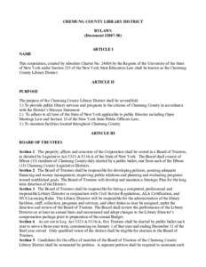 CHEMUNG COUNTY LIBRARY DISTRICT BYLAWS (Document #ARTICLE I NAME