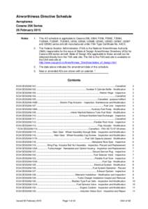 Airworthiness Directive Schedule Aeroplanes Cessna 206 Series 26 February 2015 Notes