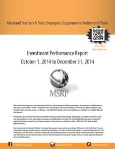 Maryland Teachers & State Employees Supplemental Retirement Plans  enroll online MarylandDC.com  Investment Performance Report