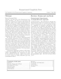 Parameterized Complexity-News The Newsletter of the Parameterized Complexity Community Volume 1, MayWelcome