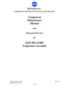 ZEE Systems, Inc. COMPONENT MAINTENANCE MANUAL SZ63-002-LORU Component Maintenance Manual