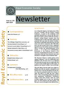 Royal Economic Society  Issue no. 181 AprilNewsletter