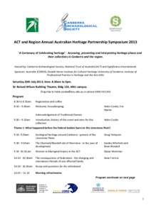 ACT Heritage Symposium program 2013