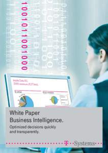 White Paper Business Intelligence. Optimized decisions quickly and transparently.  Contents at a glance.