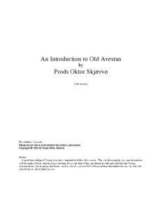 An Introduction to Old Avestan by