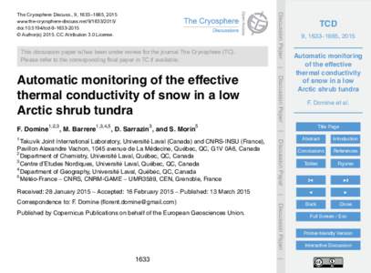 This discussion paper is/has been under review for the journal The Cryosphere (TC). Please refer to the corresponding final paper in TC if available. Discussion Paper  The Cryosphere Discuss., 9, 1633–1665, 2015