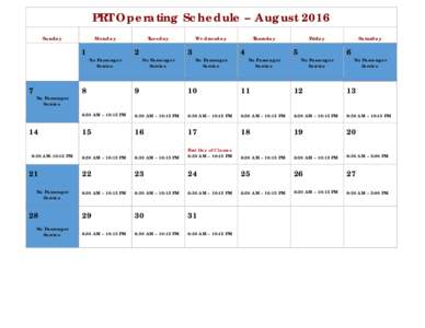 M-PRT Operating Schedule -- August 2008