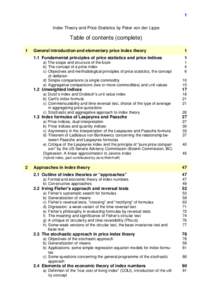1 Index Theory and Price Statistics by Peter von der Lippe Table of contents (complete) 1