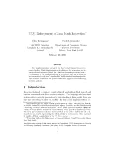 IRM Enforcement of Java Stack Inspection∗ ´ Ulfar Erlingsson†  Fred B. Schneider