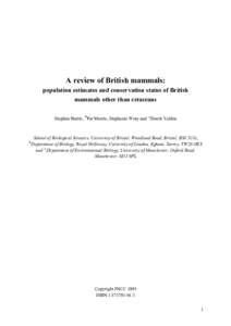 A review of British mammals: population estimates and conservation status of British mammals other than cetaceans