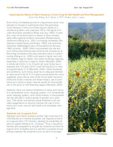 Hānai‘Ai / The Food Provider  June - July - August 2011 Improving the Status of Sunn hemp as a Cover Crop for Soil Health and Pest Management Koon-Hui Wang, B.S. Sipes, C.R.R. Hooks, and J. Leary