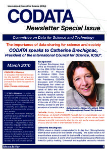International Council for Science (ICSU)  CODATA Newsletter Special Issue