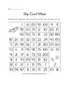 Name_____________________________  Skip Count Maze Help the bat find his mosquito dinner. Skip count by 10 from 10 to 200. Color in the squares as you count.  A to Z Kids Stuff http://www.atozkidsstuff.com
