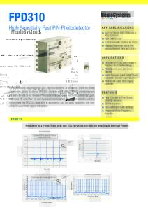 FPD310  High Sensitivity Fast PIN Photodetector K e y S p e c i f i c at i o n s ■■ Spectral Rangenm or
