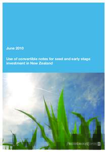 June 2010 Use of convertible notes for seed and early stage investment in New Zealand pwc