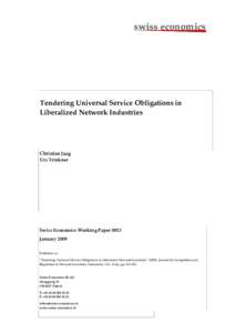 Tendering Universal Service in the Postal Sevice