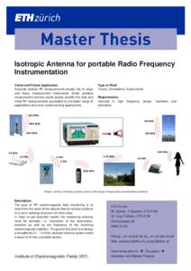 Isotropic Antenna for portable Radio Frequency Instrumentation Vision and Future Application Accurate outdoor RF measurements usually rely on large and heavy measurement instruments. Small, portable measurement devices w