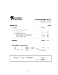 Cost of Capital Study  YIELD CAPITALIZATION 2011 Assessment Year  WIRELESS