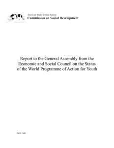 American Model United Nations  Commission on Social Development Report to the General Assembly from the Economic and Social Council on the Status