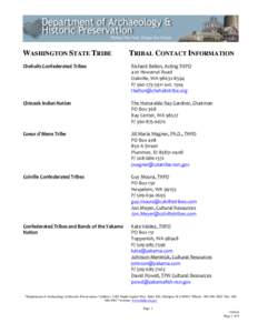 WASHINGTON STATE TRIBE  TRIBAL CONTACT INFORMATION Chehalis Confederated Tribes