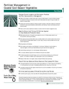 Fertilizer Management in Coastal Cool-Season Vegetables Fact Sheet 1