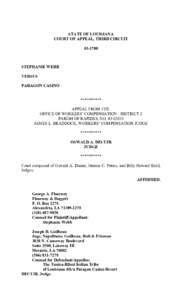 STATE OF LOUISIANA COURT OF APPEAL, THIRD CIRCUIT[removed]STEPHANIE WEBB VERSUS