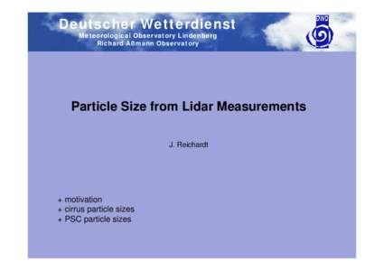 Richard Assmann / LIDAR / Scattering / Backscatter / Deutscher Wetterdienst / Radiosonde / Atmospheric sciences / Physics / Meteorology