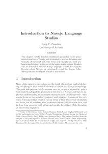 Introduction to Navajo Language Studies Amy V. Fountain