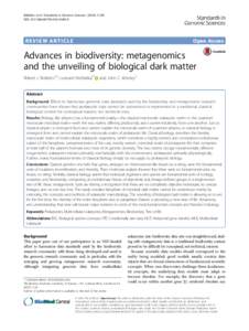 Advances in biodiversity: metagenomics and the unveiling of biological dark matter