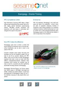 Koenigsegg – Smarter Thinking HPC-Competence Center Enterprise  High Performance Computing (HPC) Wales is Wales’