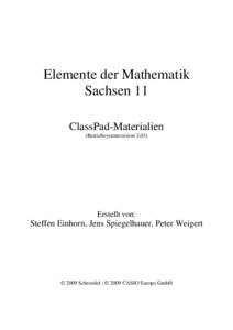 Elemente der Mathematik Sachsen 11 ClassPad-Materialien (BetriebsystemversionErstellt von: