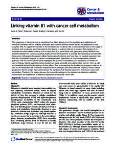 Zastre et al. Cancer & Metabolism 2013, 1:16 http://www.cancerandmetabolism.com/contentCancer & Metabolism