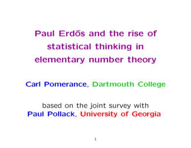 Paul Erd®s and the rise of statistical thinking in elementary number theory