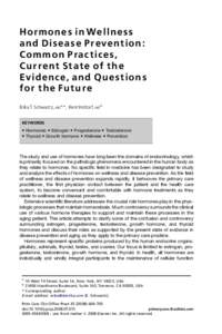 Hormones in Wellness and Disease Prevention: Common Practices, Current State of the Evidence, and Questions for the Future