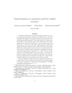 Typical distances in a geometric model for complex networks ∗ Mohammed Amin Abdullah† Michel Bode‡