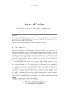 PDPARMothers of Pipelines Sava Krsti´c, Robert B. Jones, and John O’Leary  1 ,2