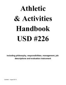 Athletic & Activities Handbook USD #226 including philosophy, responsibilities, management, job descriptions and evaluation instrument