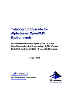 Total Cost of Upgrade for AlphaServer OpenVMS Environments