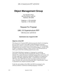 UML 2.0 Superstructure RFP adObject Management Group First Needham Place 250 First Avenue, Suite 201 Needham, MA 02494