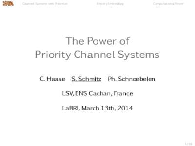 Channel Systems with Priorities  Priority Embedding Computational Power