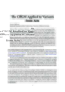 The CBGM Applied to Variants from Acts