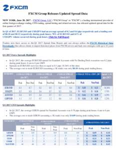 FXCM Group Releases Updated Spread Data NEW YORK, June 20, FXCM Group, LLC (