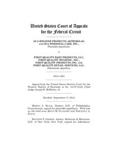 United States Court of Appeals for the Federal Circuit ______________________ SCA HYGIENE PRODUCTS AKTIEBOLAG AND SCA PERSONAL CARE, INC.,