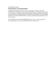 COPYRIGHT NOTICE: Roland Omnès: Converging Realities is published by Princeton University Press and copyrighted, © 2004, by Princeton University Press. All rights reserved. No part of this book may be reproduced in any