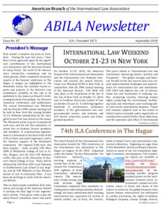 American Branch of the International Law Association  ABILA Newsletter Issue No. 87  ILA—Founded 1873