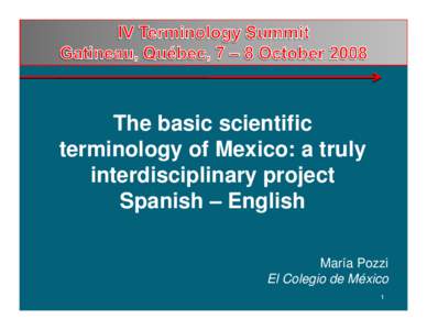 The basic scientific terminology of Mexico: an interdisciplinary project Spanish – English