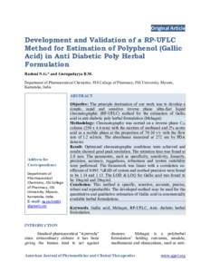 Original Article  Development and Validation of a RP-UFLC Method for Estimation of Polyphenol (Gallic Acid) in Anti Diabetic Poly Herbal Formulation