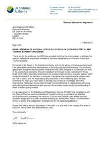 Letter from Ed Humpherson to John Pullinger 15 May 2015