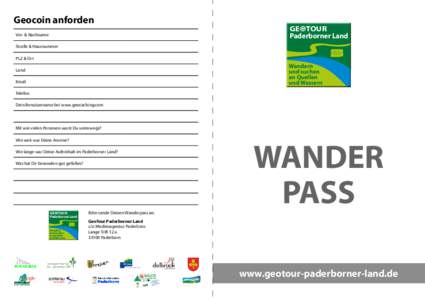 Geocoin anforden Vor- & Nachname GE TOUR Paderborner Land