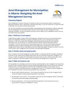 AAMDC.com    Asset Management for Municipalites  in Alberta: Navigating the Asset  Management Journey   Summary Report  